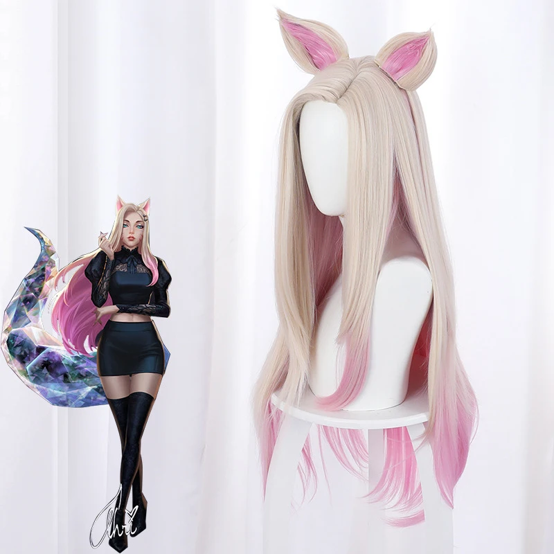 КДа группы девушки парик League of Legends LOL 2 размеры K/DA группа Akali Seraphine Ahri Кайса Evelynn