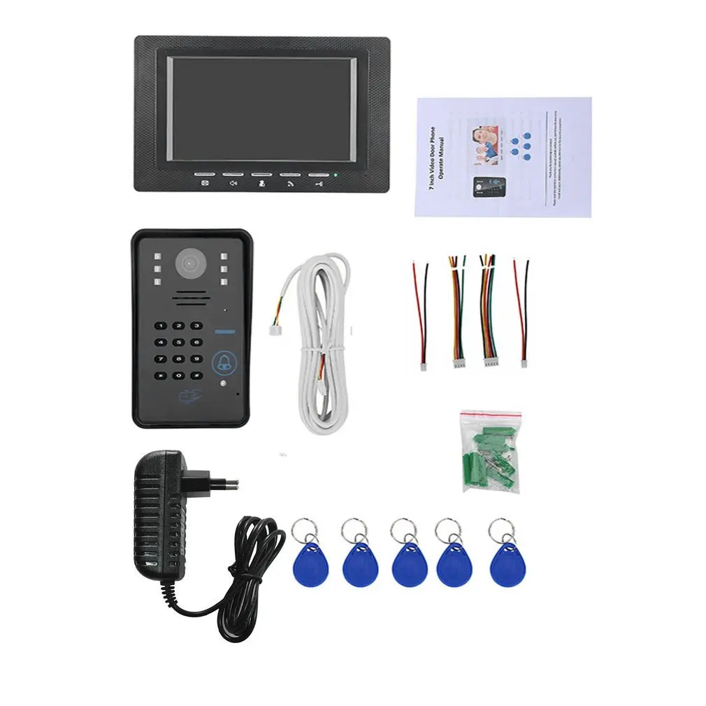 7 дюймов RFID пароль монитор видео домофон дверной звонок с ИК Камера Ночное