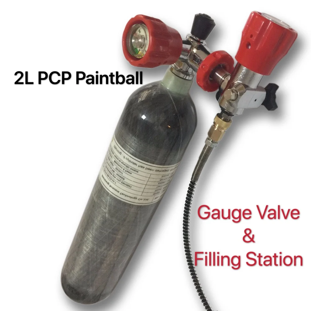 

AC102101 Acecare 2L 30Mpa HPA баллон для сжатого воздуха PCP краски для страйкбола баллон из углеродного волокна с манометром клапана и заправочной станц...