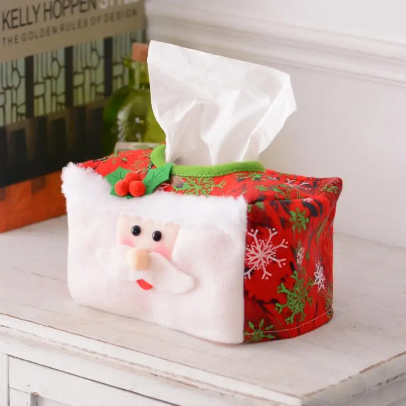 Ative Tissue Paper Sets Red Green Santa Claus Tissue Box Desktop Draw Paper Storage Box Christmas Decoration