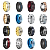 8mm gold groove beveled edge black tungsten wedding rings for men black brushed steel engagement ring mens wedding band