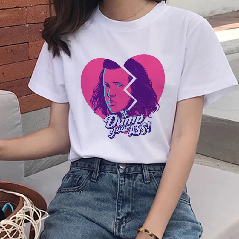 Новая футболка Stranger Things Harajuku Ullzang женская с перевернутыми ногами Eleven Funny 90s Graphic