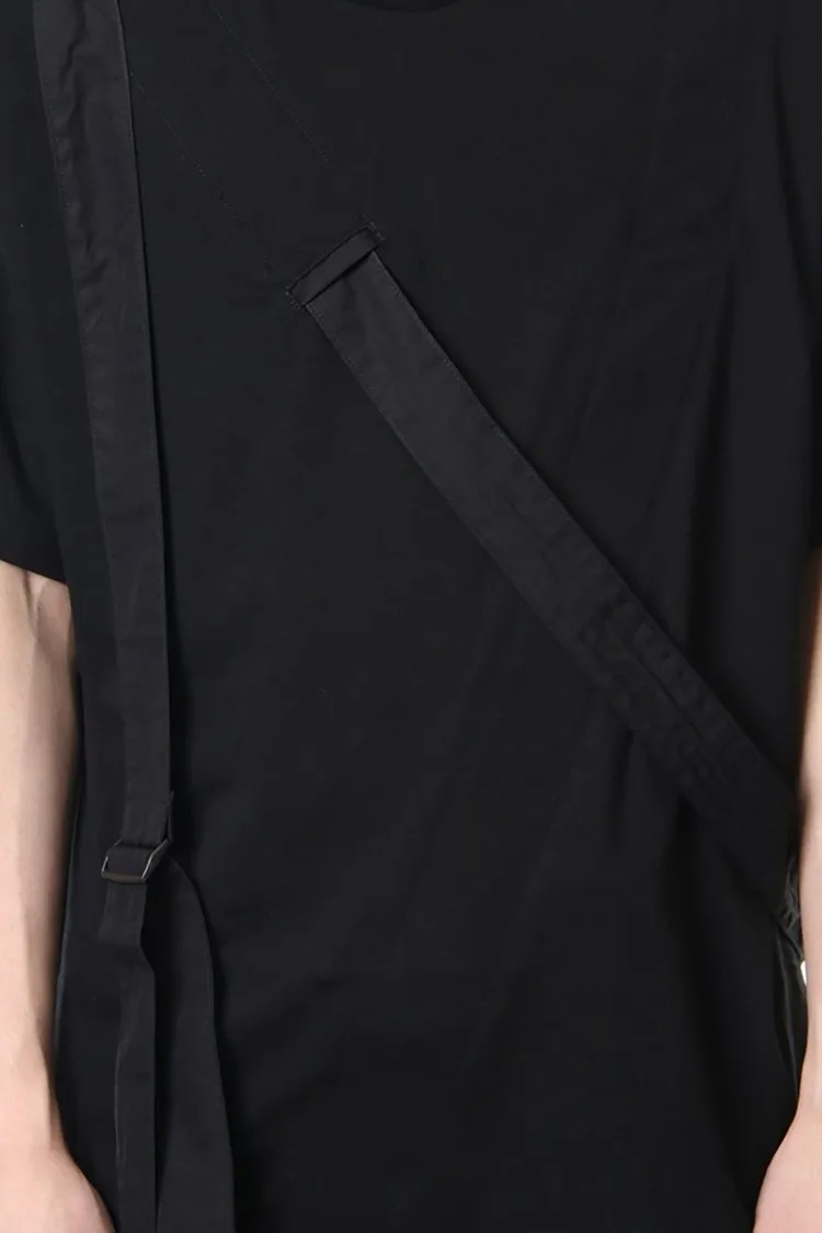 Мужская Повседневная футболка 2020 свободно соединена с черными подтяжками |