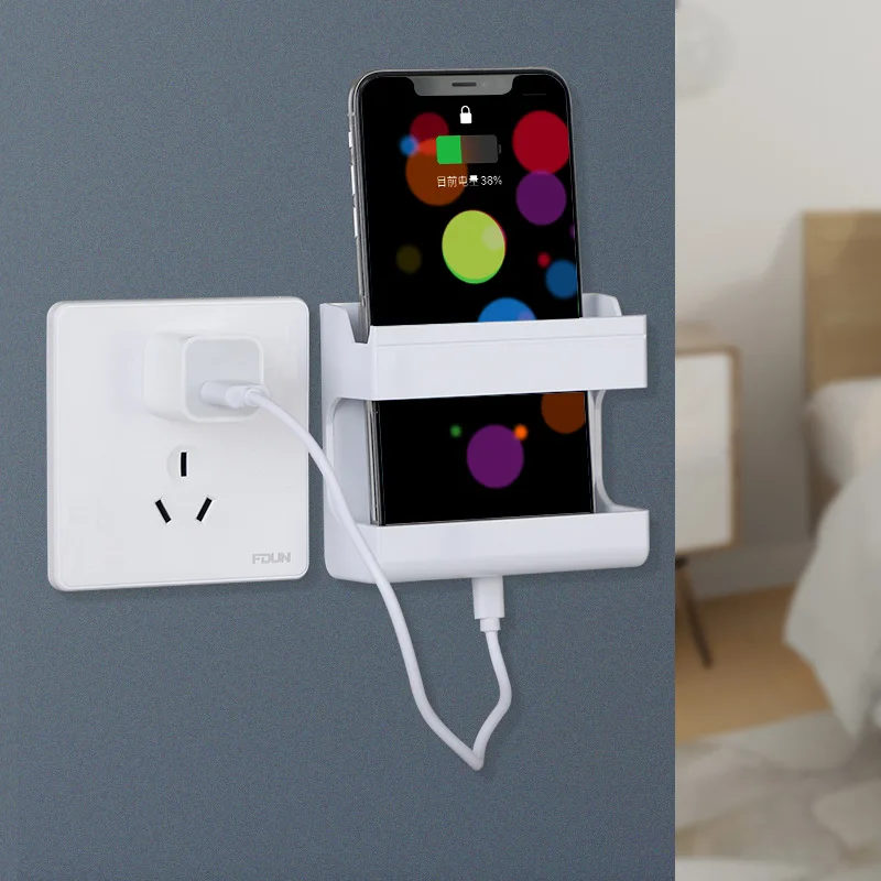 

Креативный настенный держатель для мобильный телефон, бытовой ящик для хранения пультов дистанционного управления спальни, прикроватная п...