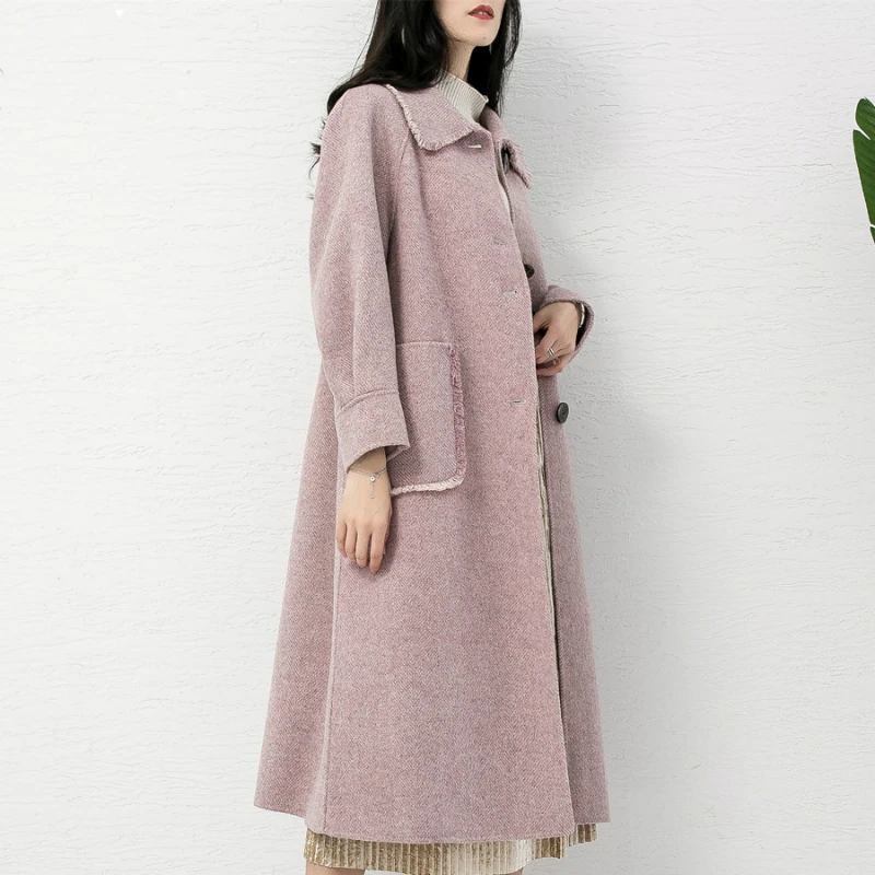 Женские пальто Tcyeek зимнее шерстяное с бортами Женская Длинная элегантная одежда