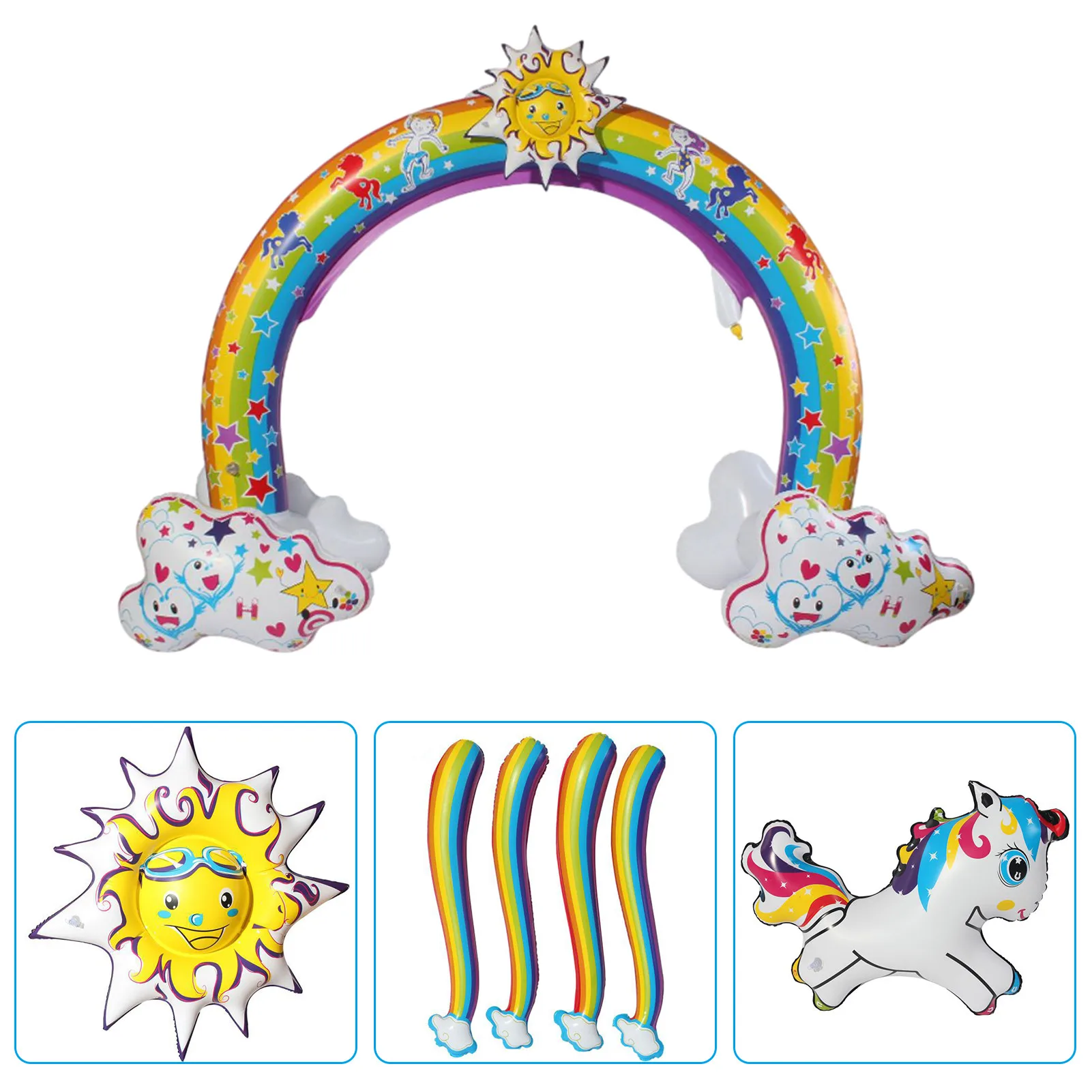 Ginormous Rainbow Cloud Yard Sprinkler Giant Inflatable Archway Lawn Beach Summer Outdoor Toys For Child Adult Baby Games Center | Игрушки и