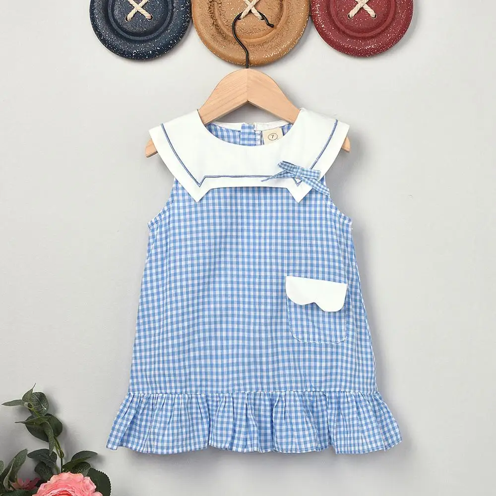 

Girls' Plaid Sleeveless Dress Summer New Fashionable Little Girls Princess Dress