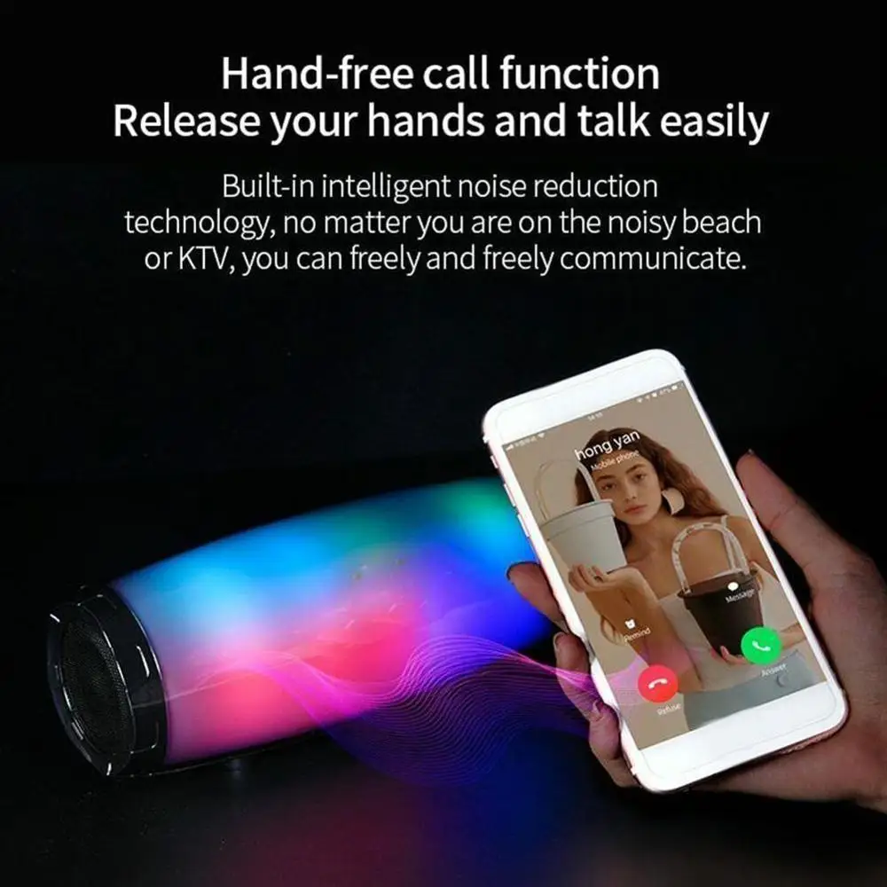 Портативный беспроводной динамик Bluetooth V4.2 светодиодный для танцев MP3 AUX USB FM радио