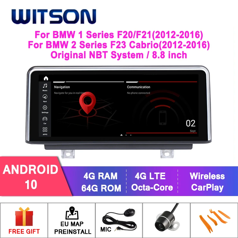 WITSON Android 10 0 8 &quotавтомобильный DVD GPS для BMW 1 серии F20 F21 2 F23 Cabrio 4 Гб + 64 стерео