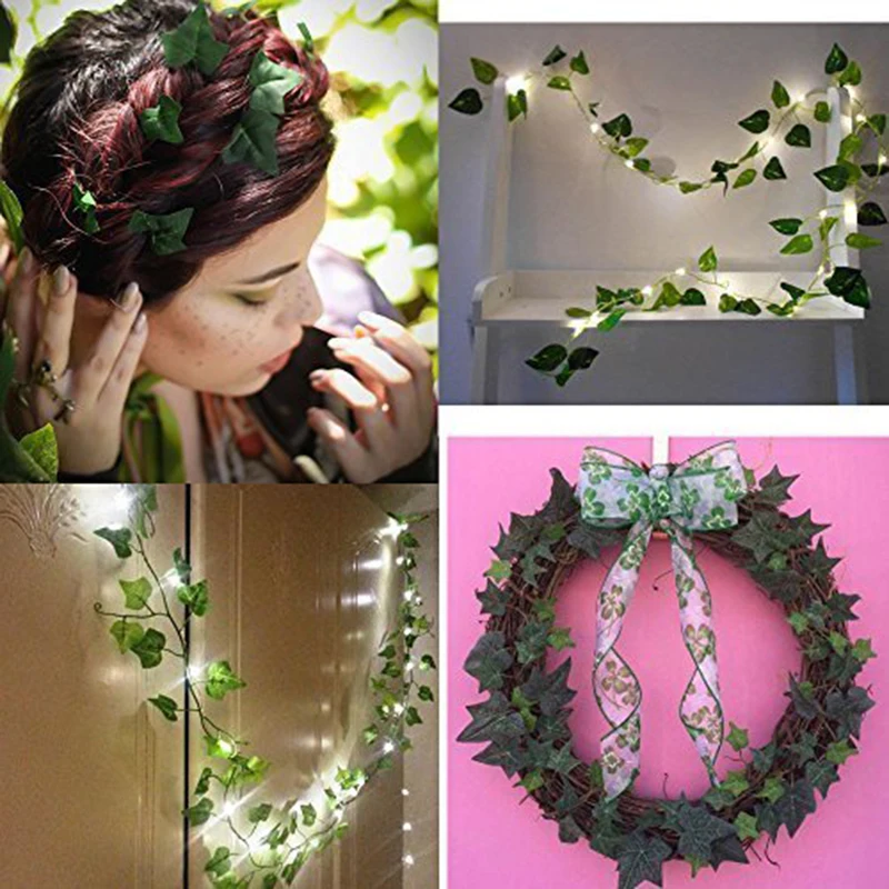 

12 Pcs Green Silk Artificial Hanging Ivy Leaf Garland Plants Vine Leaves Fake Flowers Leaves Lvy Garland Decoration Home Bar
