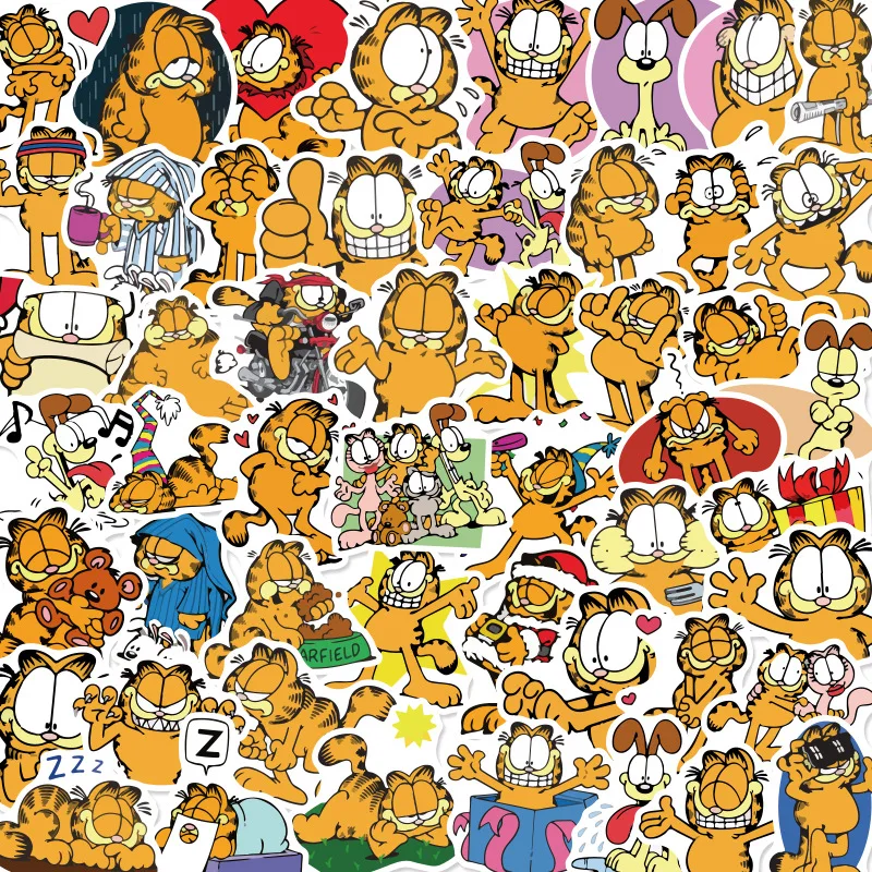

50Pcs Cartoon Garfield Lovely Stickers Skateboard Laptop Koffer Gitaar Pvc Waterdichte Graffiti Decal Kinderen Christmas Gift