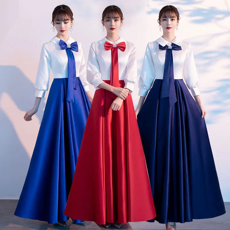 Patchwork Formal Party Dress 2021 New Women Cheongsam Prom Dress Elegant Bow-knot Celebrity Banquet Dress Gown Qipao