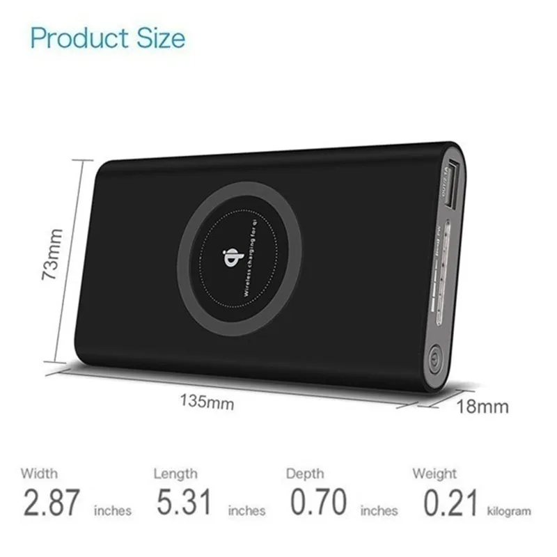 Qi 30000mAh беспроводной внешний аккумулятор большой емкости внешняя батарея