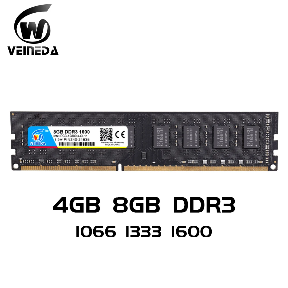 Память VEINEDA DDR3 2 гб 4 8 ddr3 ddr 3 1333 совместима с настольными компьютерами 1066 1600 DIMM