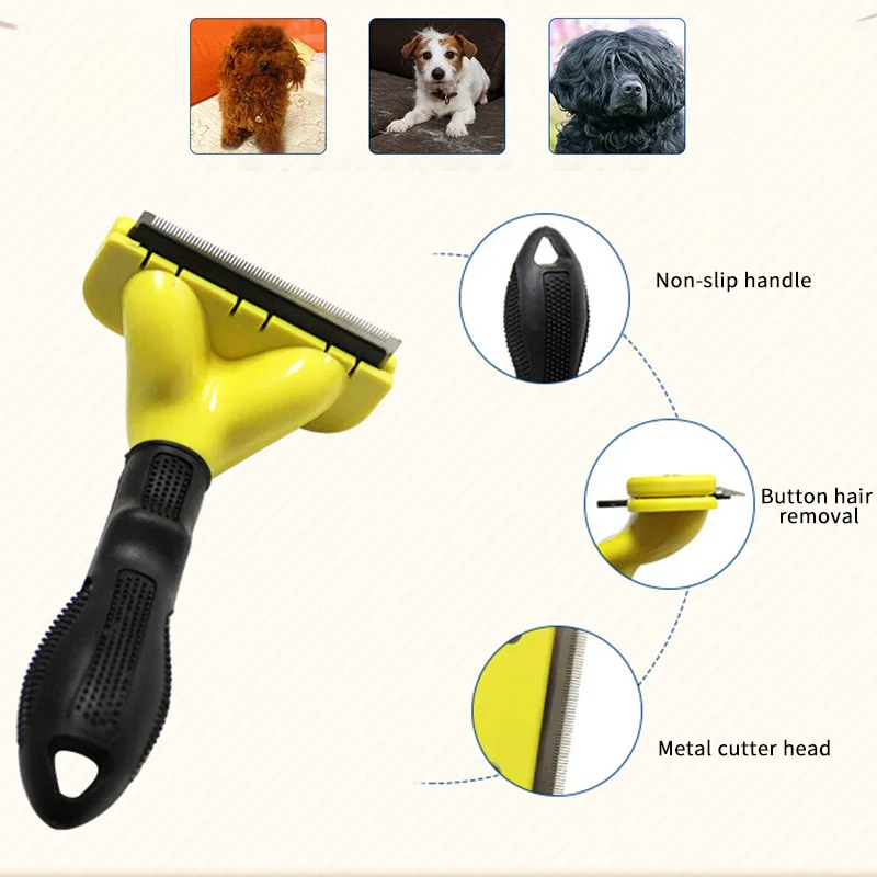 

S M LYellow Pet Hair Brushes For Dog Cat Small Animal Grooming Comb Tickle Fur Cleaning Brush Hair Clipper Tools Furmines