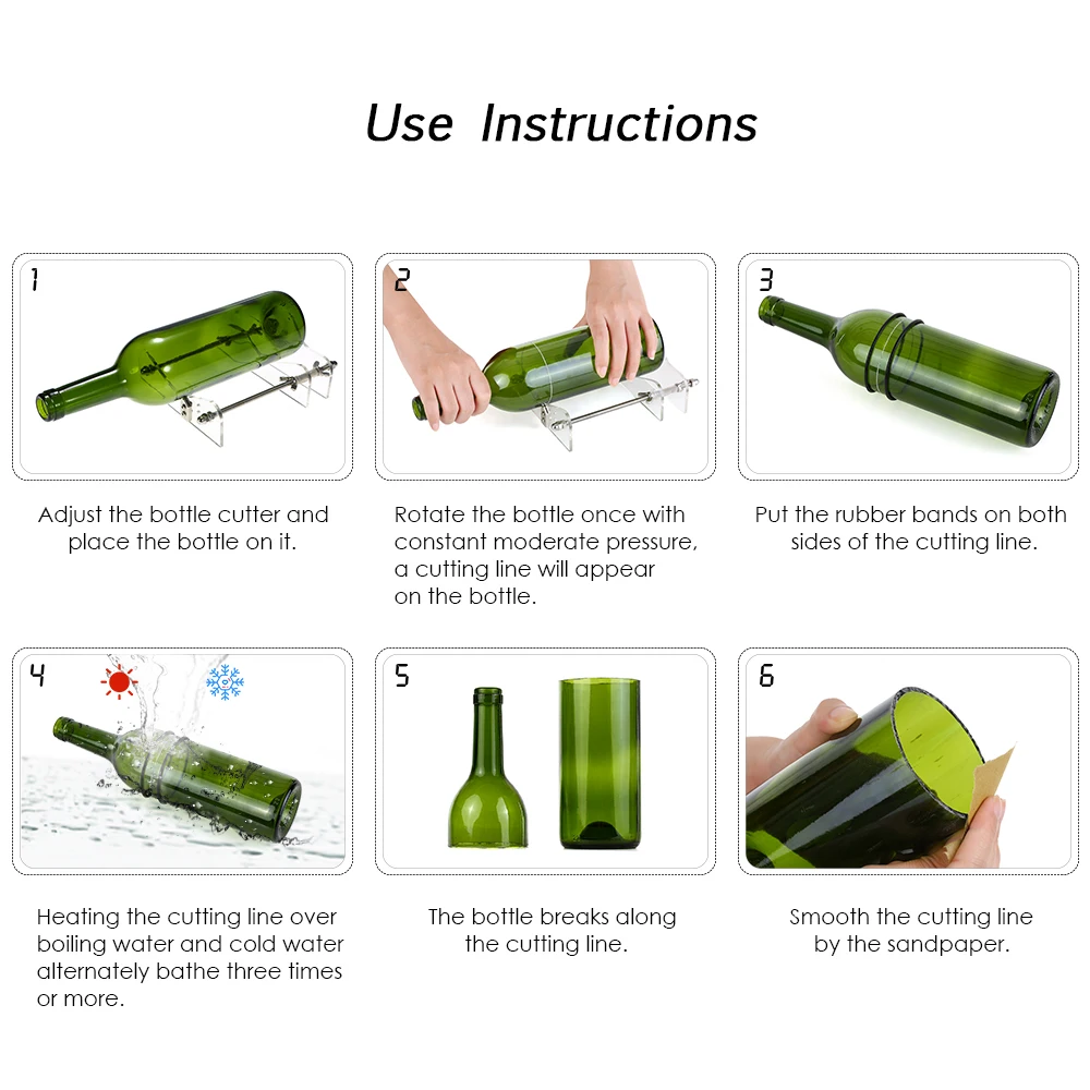 

Glass Bottle Cutter Acrylic DIY Bottle Cutting Tool with Sandpaper for Wine Beer Bottles Mason Jars