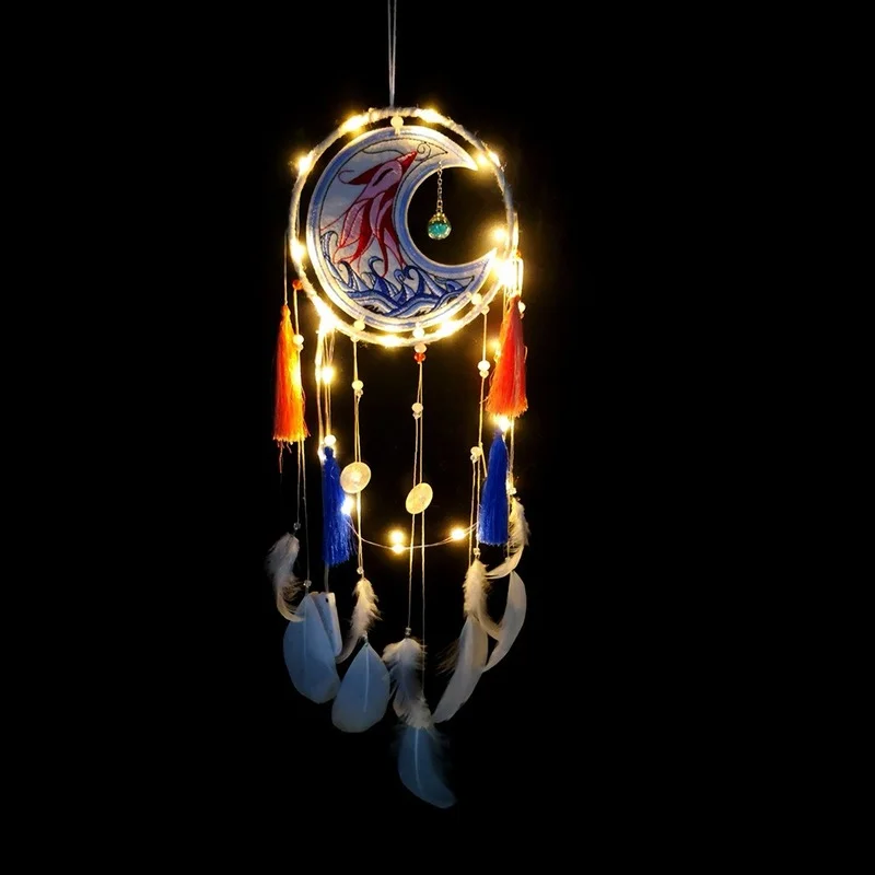 

Модный светодиодный светильник с перьями, креативное украшение в древнем стиле для спальни, фантастический подарок на день рождения для др...