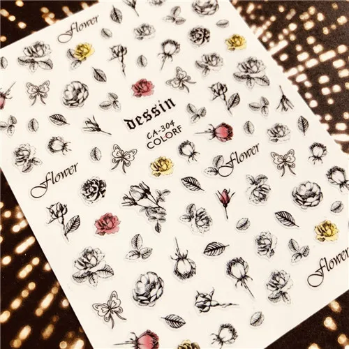 CA-169 рюшами складки цветок стикеры 3D на ногти nail Art Наклейка шаблон diy ногтей инструмент украшения - Цвет: CA-304