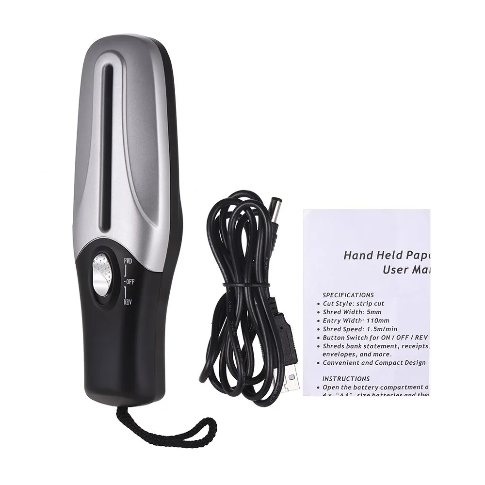 Portable Handheld Paper Shredder Cutter A6 Folded A4 Strip Cut USB/Batteries Operated Cutting Machine Tool for Office School |