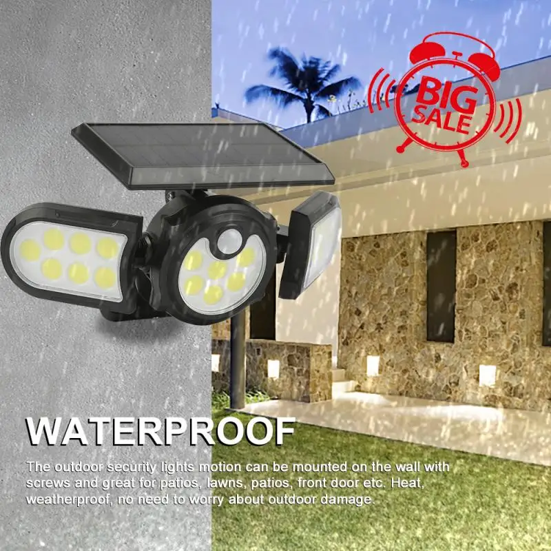

Outdoor LED Street Light Three-head Human Sensor Wall Street Lamp Garden Lawn Waterproof Solar Light Wall-mounted /Ground Mode