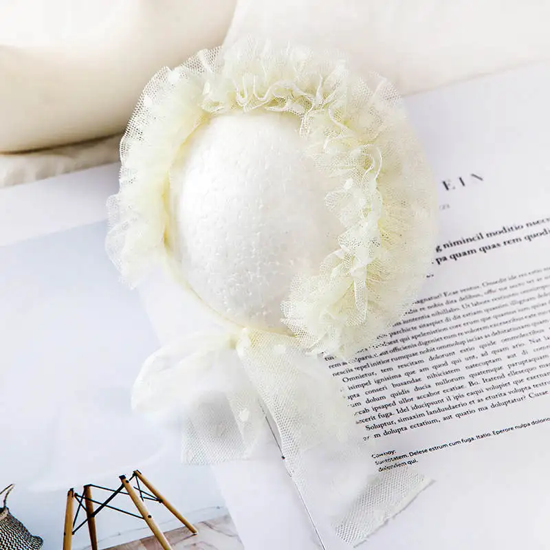 15 Newborn Photography Props Baby Girl Lace Princess Hats Handmade Flower Infant Caps - Цвет: 15