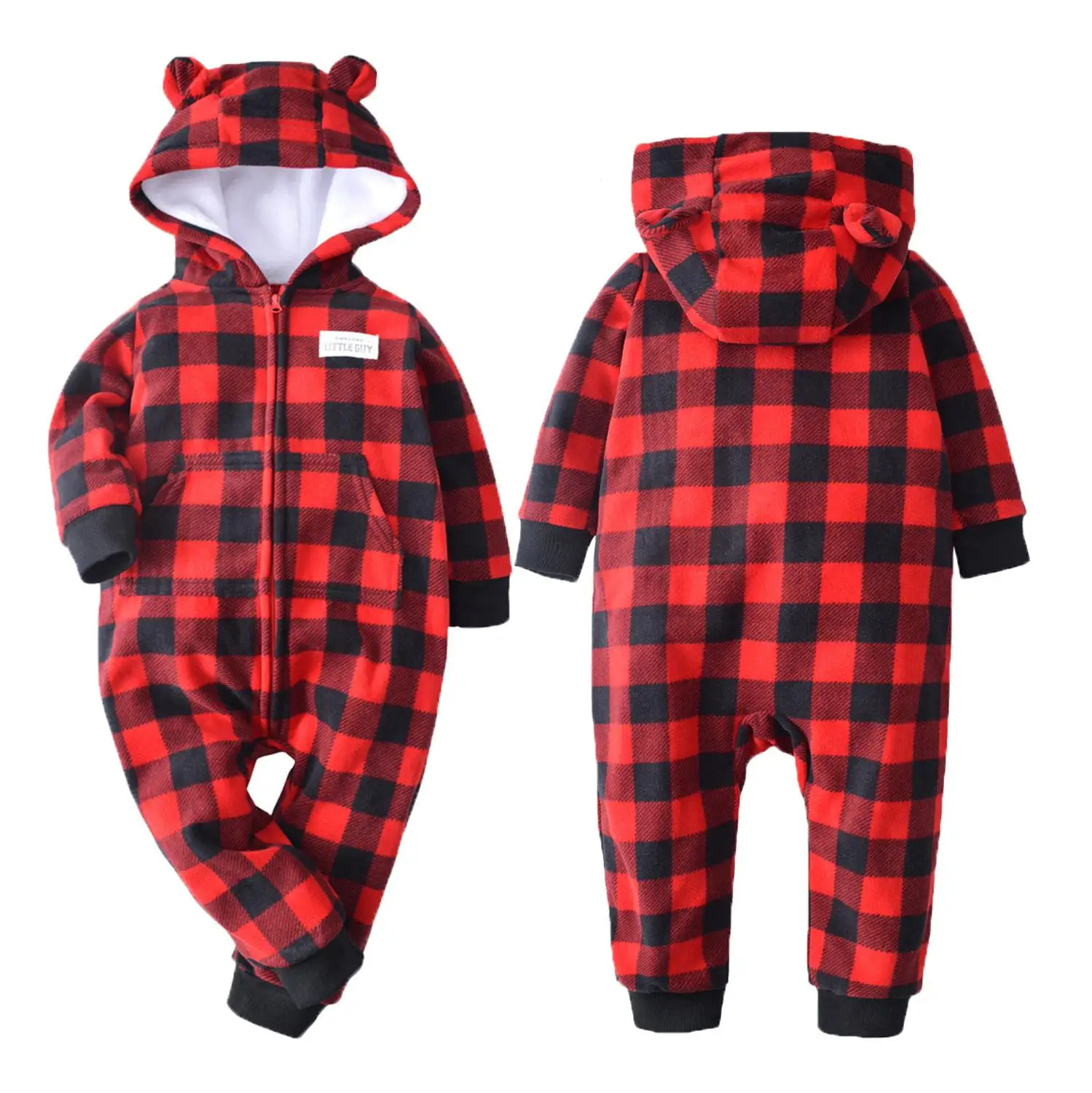 2019 Fall Winter Newborn Baby Romper long-sleeved Fleece Warm hooded infant boy clothes girl jumpsuit | Детская одежда и обувь