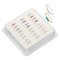 24pcsbox 925 sterling silver 3 gemstone thin nose ring nose hoop piercing 10mm available colors body jewelry piercing nariz