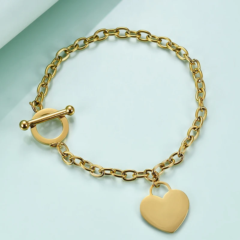 Женский браслет из нержавеющей стали золотого и серебряного цвета с подвесками в