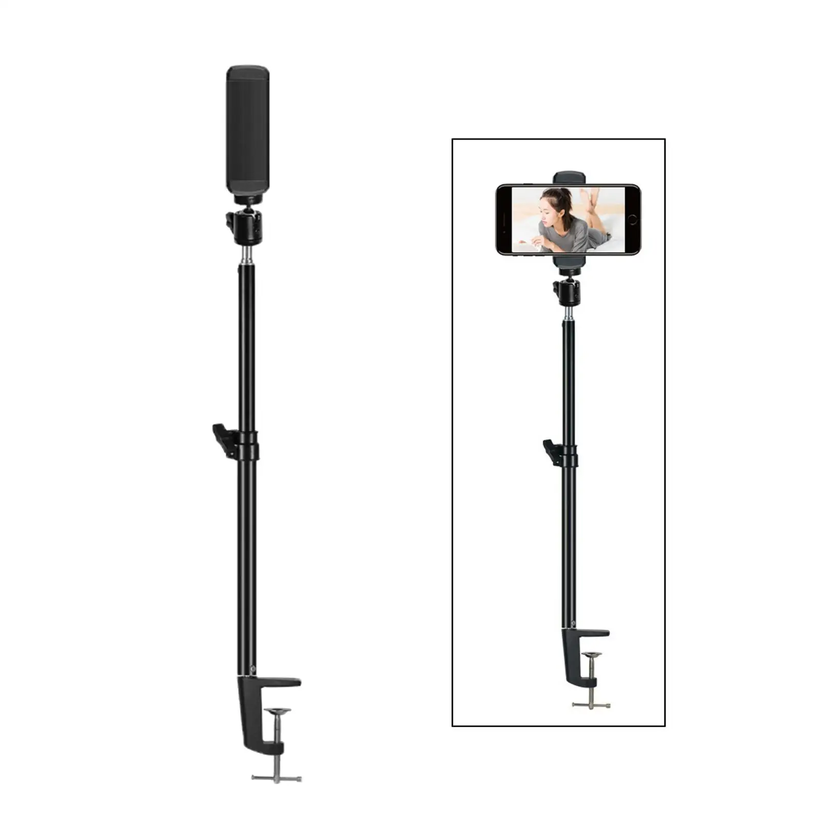 

19.7'-31.5' Tabletop Light Clip Clamp Stand Monopod With 1/4 ' For Ring Light Desk Clamp Camera Mount Desk Light Fast delivery