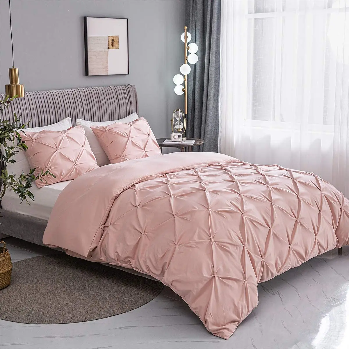 

Pinch Pleated Duvet Cover Set Bed Linen Cotton Bedding Set Queen King Size Quilt Duvet Cover and Pillowcases Double Bed Set
