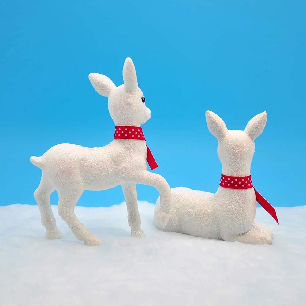 

Simulation Christmas Deer Elk Snow White Reindeer Christmas Decoration Fairy Garden Miniature Props Party Decoration Gift