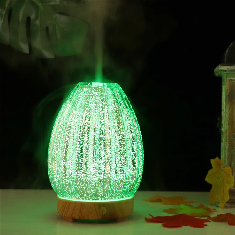 LISM 100 мл 3D стеклянный рассеиватель для ароматерапии эфирное масло воздуха небулайзер домашний рабочий стол увлажнитель с светодиодный цветной лампой