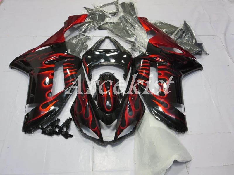 

Новинка из АБС-пластика для мотоцикла весь обтекатели комплект подходит для kawasaki Ninja ZX6R 636 2007 2008 07 08 6R ZX-6R кузов комплект красные, Пламенные со...