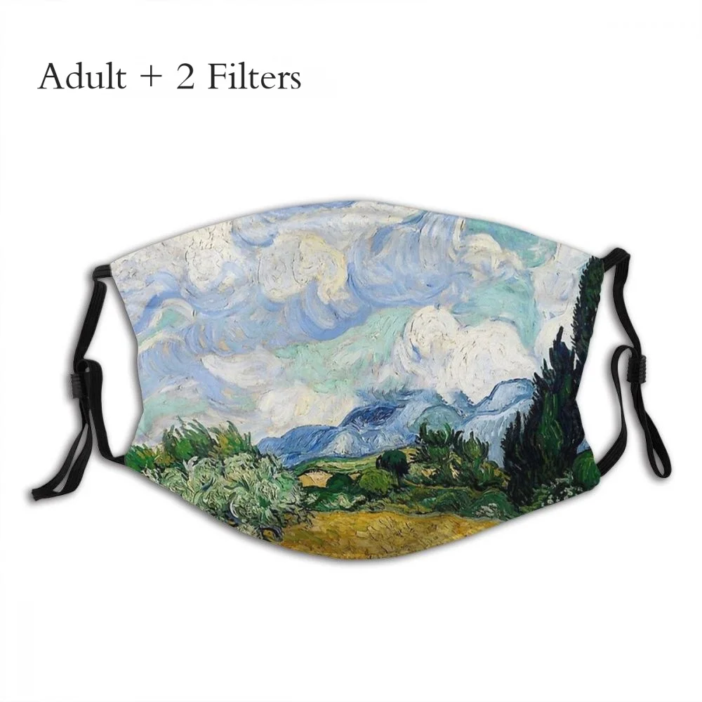 

Vincent Van Gogh Post-Impressionist Painter Protection Masks Fashion Field With Cypresses Reutilizable Mascherina With Filters