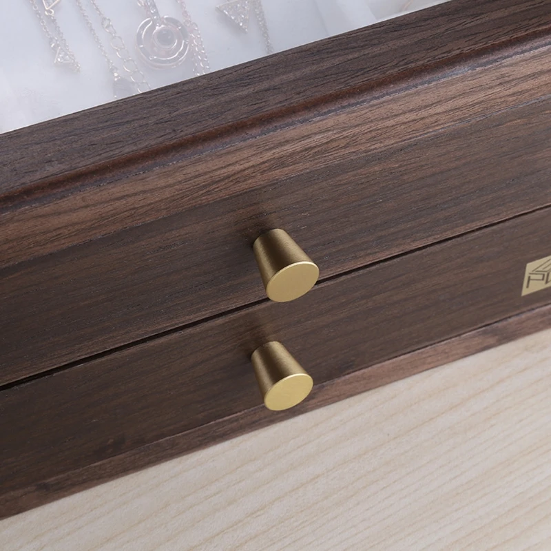 

Wooden Jewelry Organizer Box 2 Layer Jewelry Case Wood Display Case Ring Earrings Necklace Tray Vintage Style Walnut