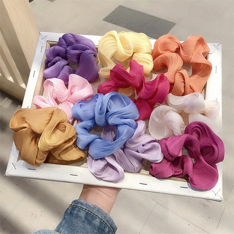 

Корейские шелковистые атласные резинки для волос из органзы для девочек и женщин, эластичные резинки для волос, головные уборы для девочек, ...