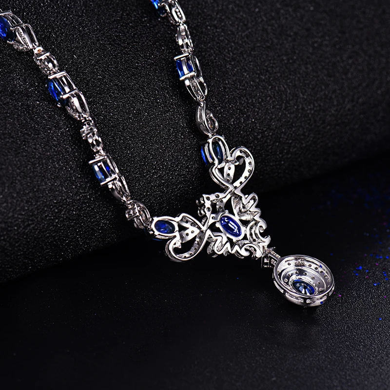 Женские сапфировые подвески ожерелье Настоящее 18k Белое Золото 5.68Ct натуральный