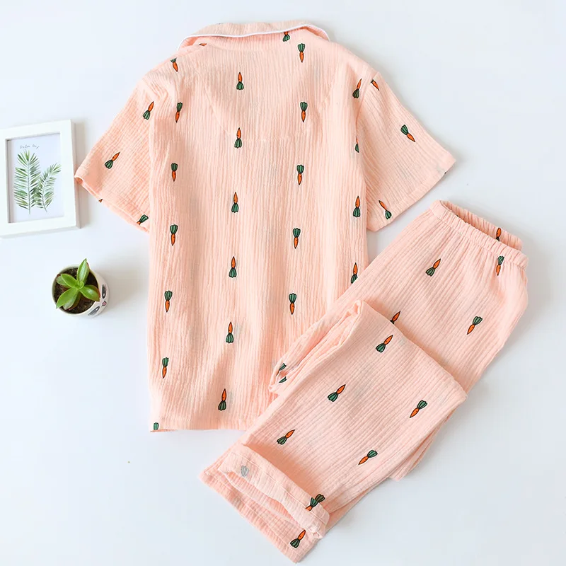 2 шт. женские хлопковые Пижамные комплекты с принтом моркови | Женская одежда