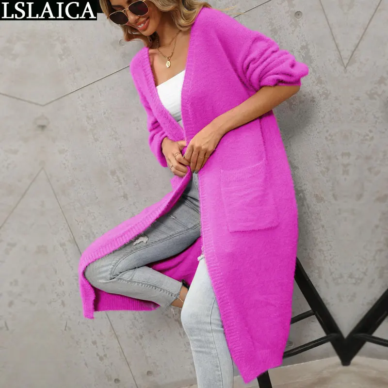 

Sweater Women New Arrival 2021 Long Sleeve Solid Color Knitted Autumn Winter Casual Cardigans Female Fashion Coats for Women