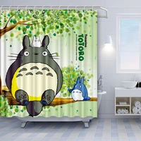 cute totoro anime pattern shower curtain cartoon design bathroom curtains with hooks easily hanging waterproof polyester fabric