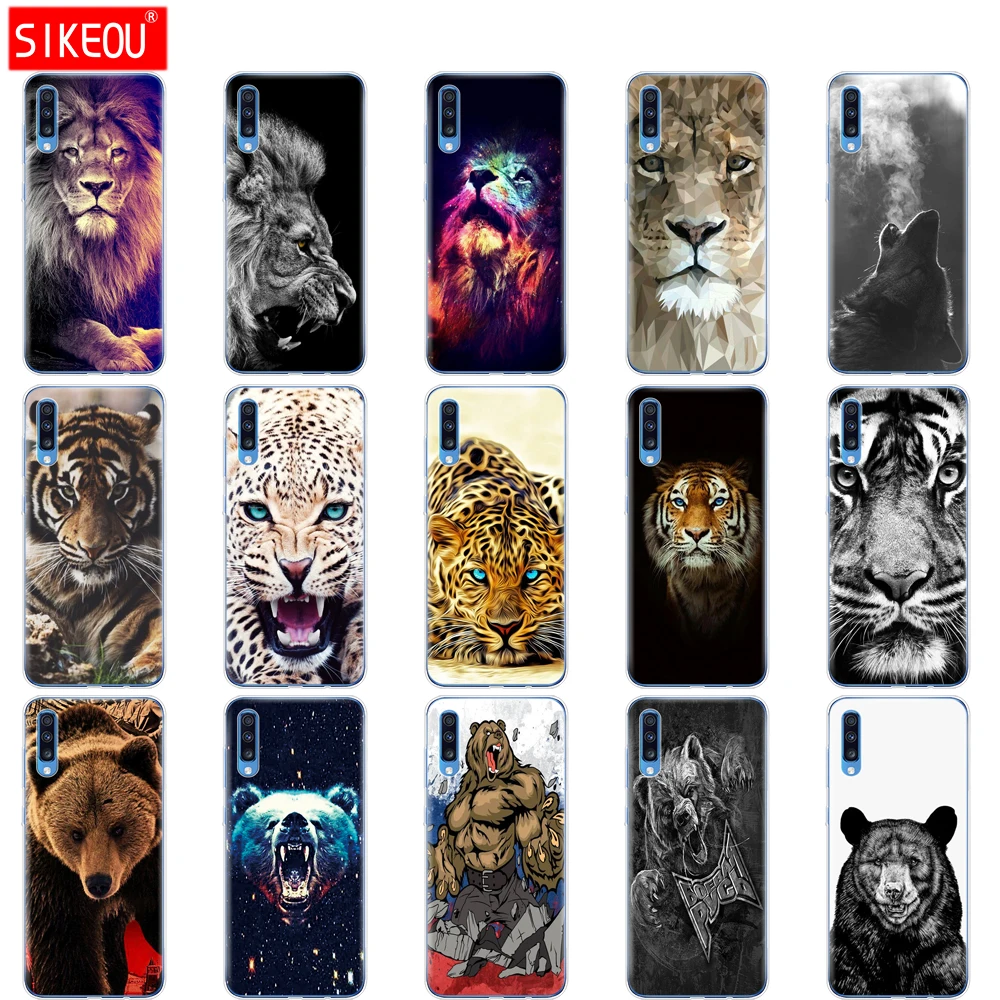 

For Samsung A70 Case 2019 Soft TPU Phone Cover For Samsung Galaxy A70 silicon Cases A 70 A705 A705F wolf tiger lion Leopard bear
