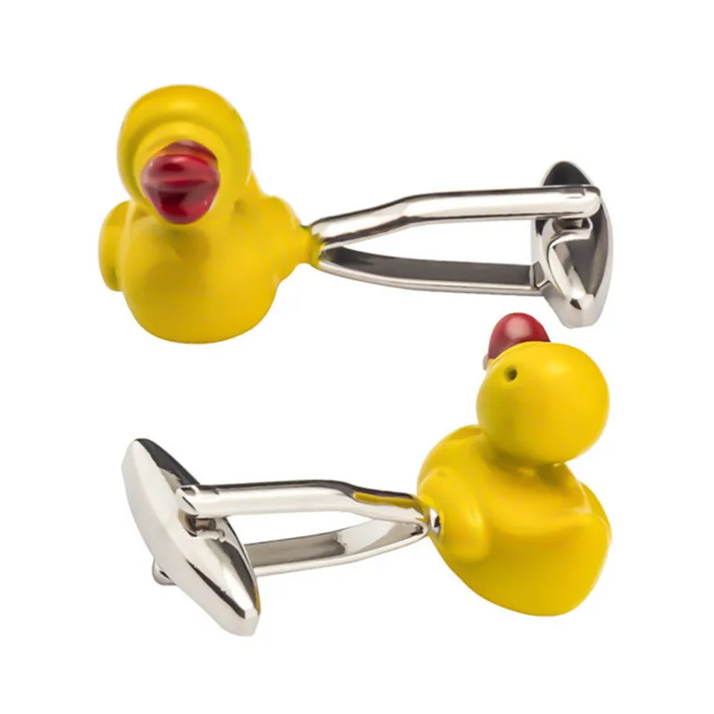 Милая желтая утка дизайн серебряный цвет запонки модные подарки