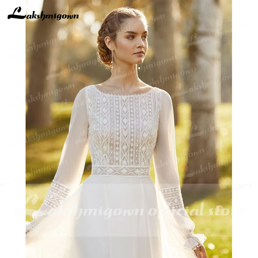 

Long Sleeves Wedding Dress 2021 Abito da Sposa Princess Bridal Reception Gown Summer Beach Wedding Dresses lakshmigown