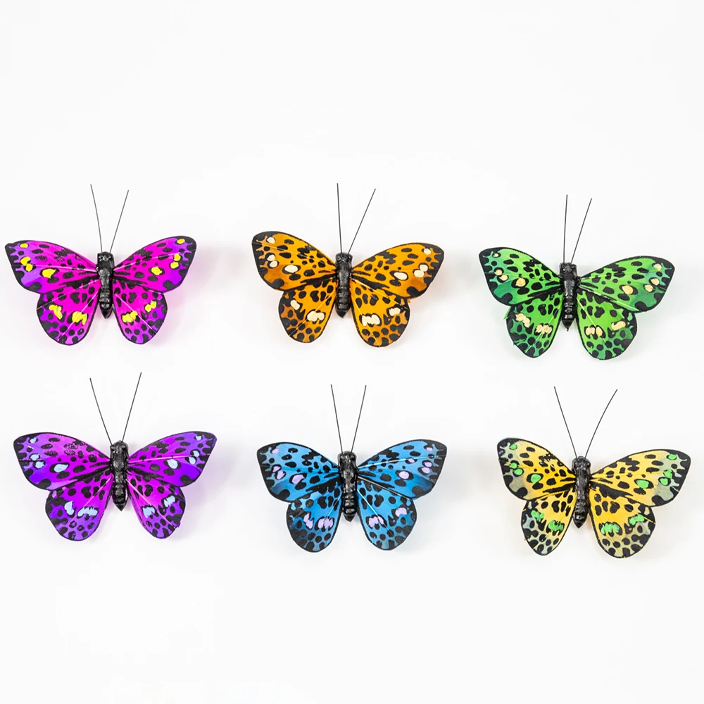 12 шт., цветочный горшок с имитацией пера, бабочки