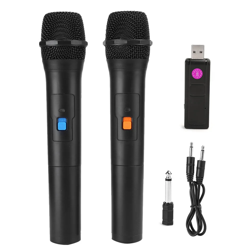 

V16U Wireless Microphone 2 In 1 Universal USB Receive Handheld Karaoke Mic For Home Party KTV Music Player Mic Black