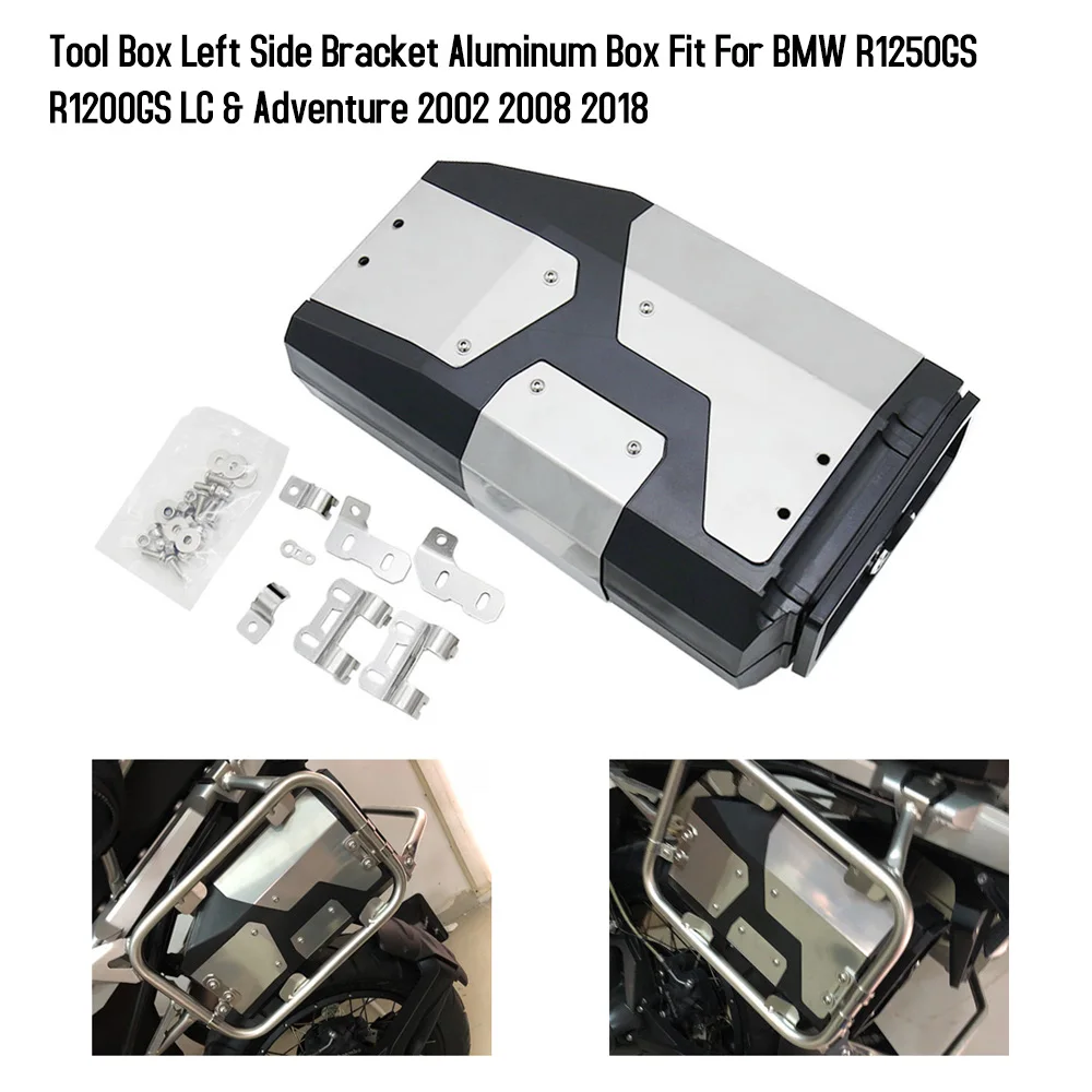 Motorcycle Tool Box Left Side Bracket Aluminum Box Fit For BM-W R1250GS R1200GS LC & Adventure 2002 2008 2018 Car Tool Box