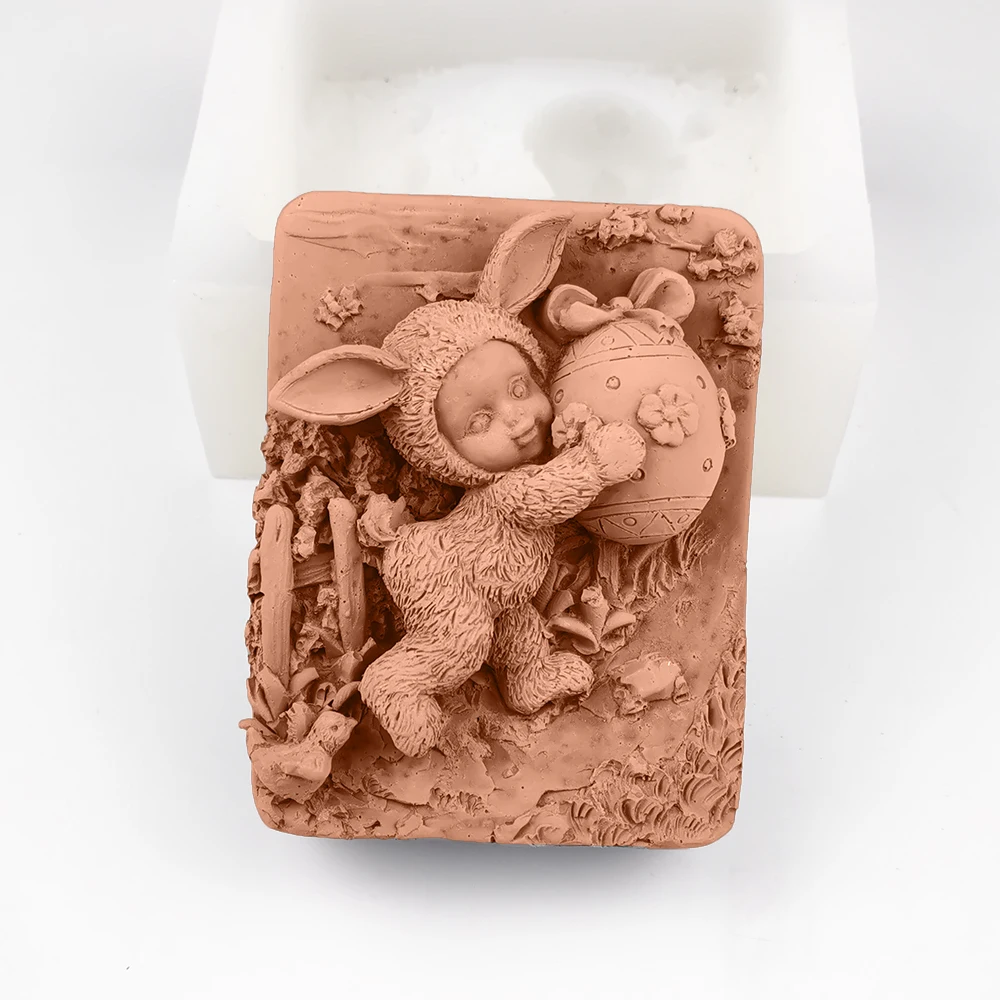 

TS0168 PRZY Easter Baby Holding Egg Moulds Flower Baby Mold Silicone Mold Easter Soap Molds Clay Resin Moulds