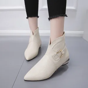 Женские теплые ботинки COOTELILIl, Черные ботильоны на молнии, с острым носком, на каблуке, Осень-зима 2019