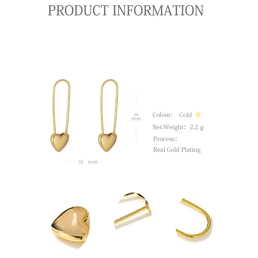 Серьги-кольца Yhpup с полыми сердечками женские милые романтические медные