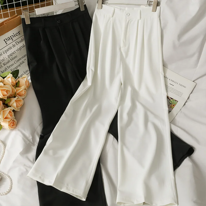 Женские свободные брюки в Корейском стиле облегающие прямые однотонные с